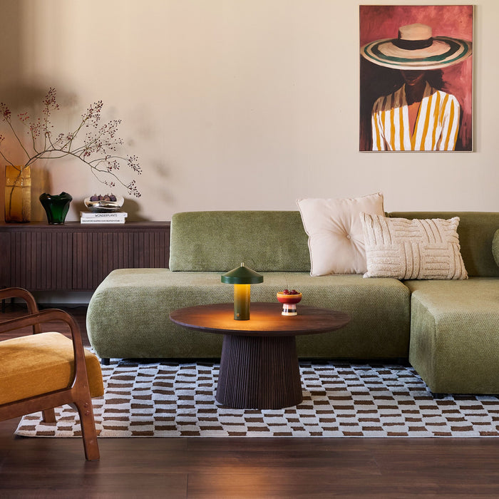 by fonQ Wisp Hoekbank met Chaise Longue Rechts met Slaapfunctie - Chenille - Olijfgroen