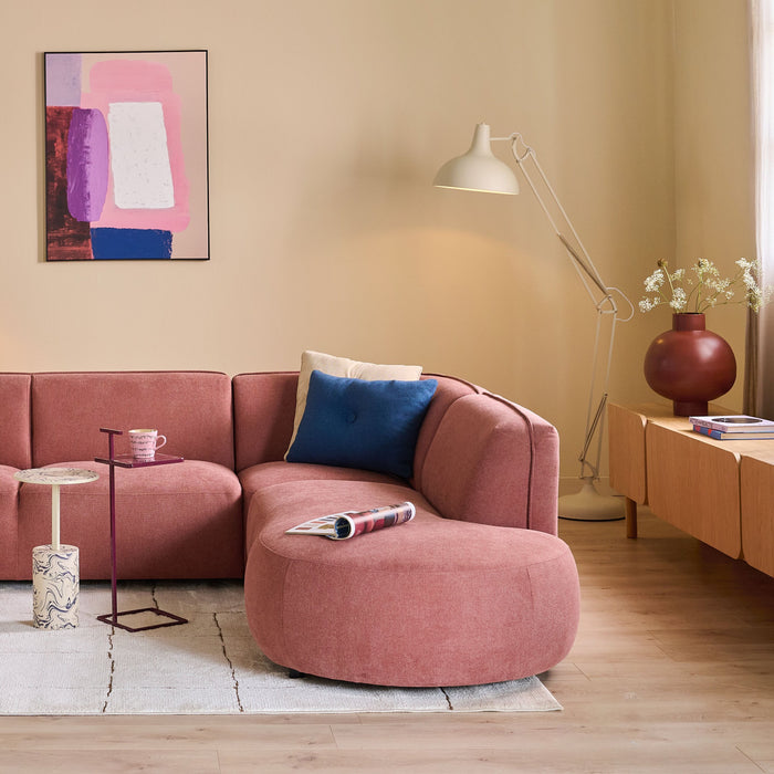 by fonQ Soft Hoekbank Rechts - Open Eind - Micro Chenille - Oud Roze