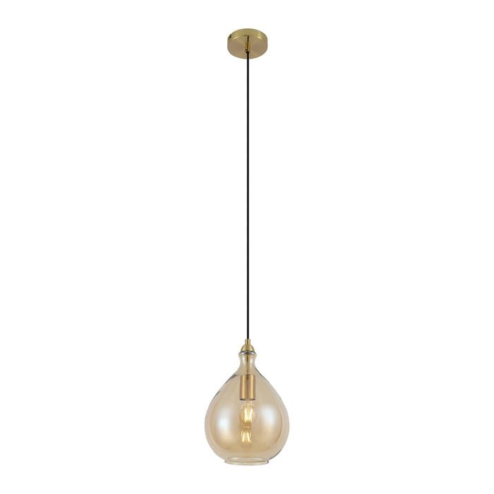 QAZQA Moderne hanglamp goud met amber glas - Traditional