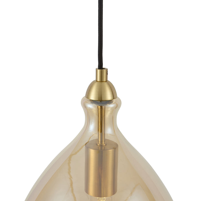 QAZQA Moderne hanglamp goud met amber glas - Traditional