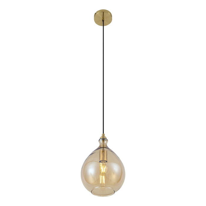 QAZQA Moderne hanglamp goud met amber glas - Traditional