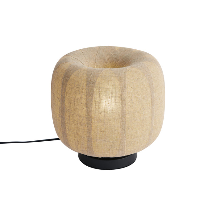 QAZQA Japandi tafellamp zwart met beige linnen kap 27cm - Nami