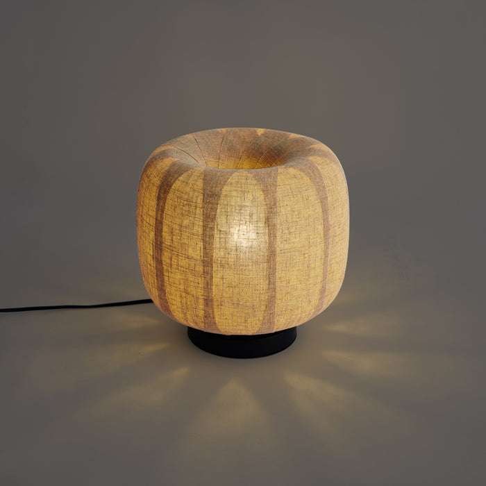 QAZQA Japandi tafellamp zwart met beige linnen kap 27cm - Nami