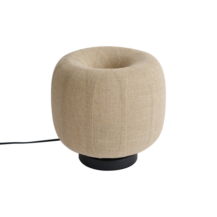 QAZQA Japandi tafellamp zwart met beige linnen kap 27cm - Nami