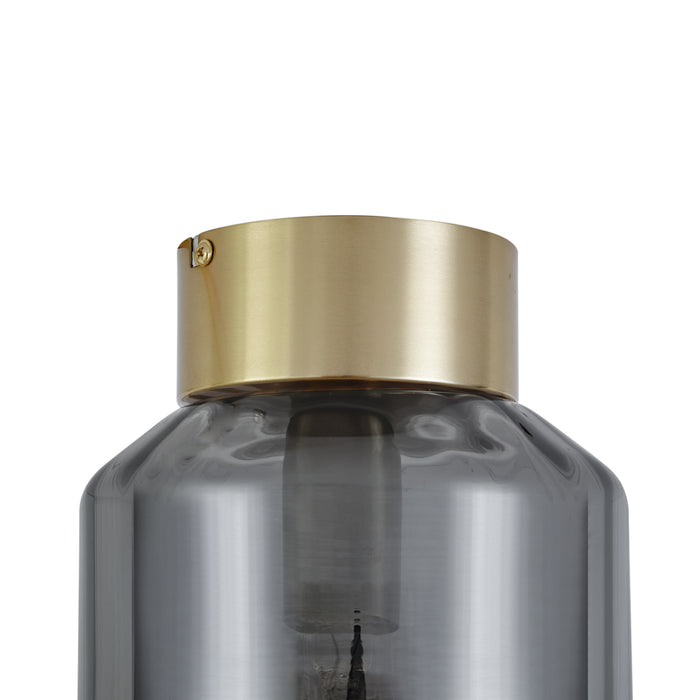 QAZQA Moderne plafondlamp messing met smoke glas - Stiklo