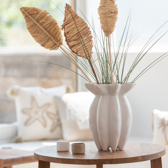J-Line vaas Lotus - keramiek - wit - large - Ø 32.5 cm