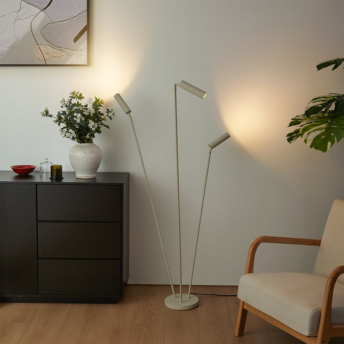 QAZQA Moderne vloerlamp beige 3-lichts GU10 35mm - Thomas