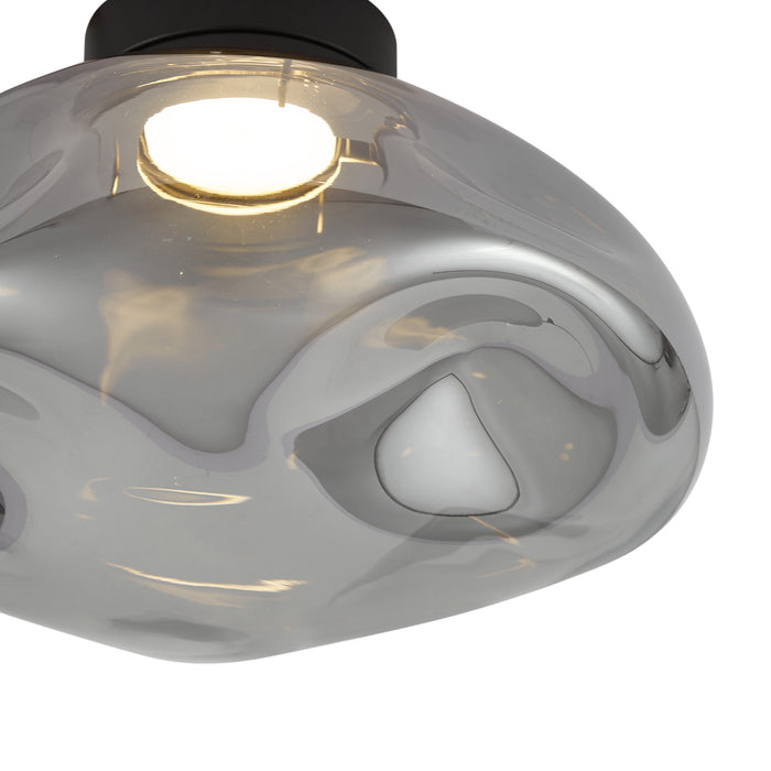 QAZQA Design plafondlamp zwart met smoke glas - Gemma