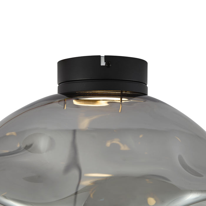 QAZQA Design plafondlamp zwart met smoke glas - Gemma