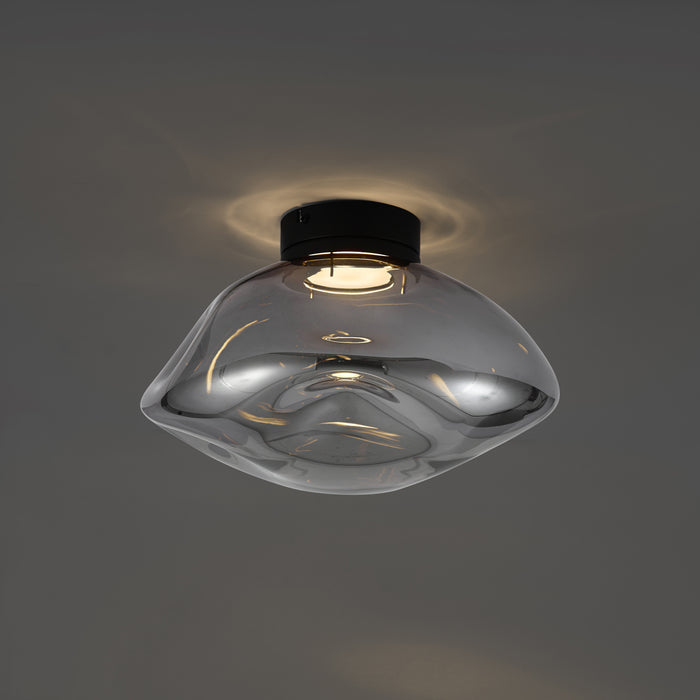 QAZQA Design plafondlamp zwart met smoke glas - Gemma