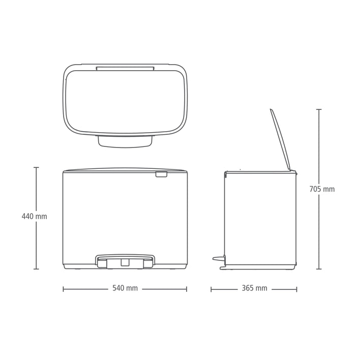 Brabantia Bo Pedaalemmer 34 Liter (11+23 Liter)