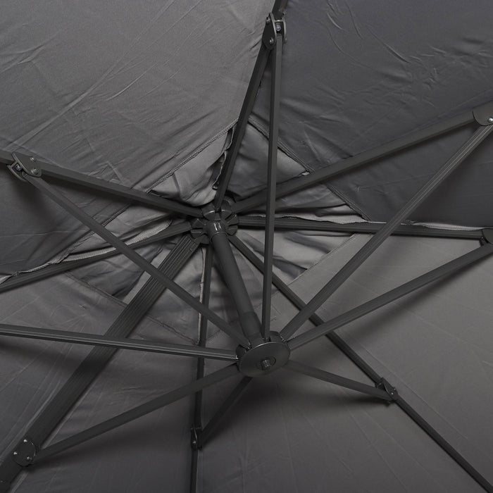 sweeek - Vierkante offset parasol 3x3m + set van 4 verzwaarde tegels