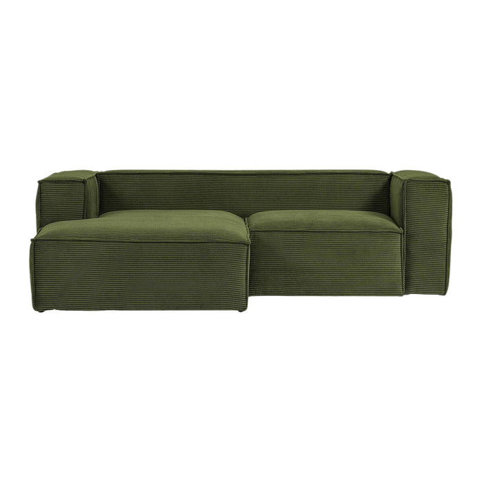 Kave Home Blok Chaise Longue Links - Donkergroen - Rib