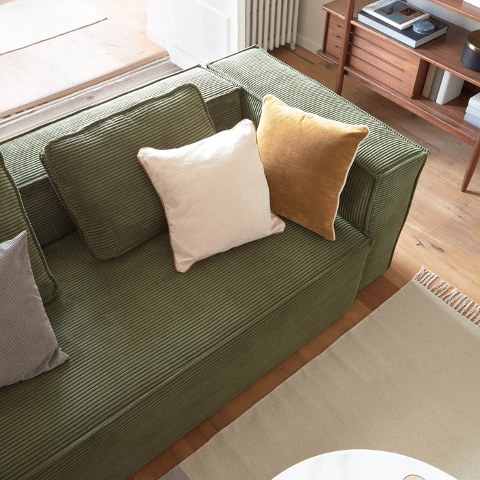 Kave Home Blok 3-zitsbank - Donkergroen - Rib