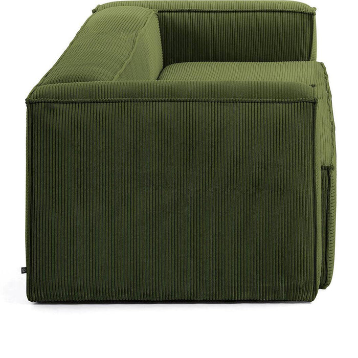 Kave Home Blok 3-zitsbank - Donkergroen - Rib