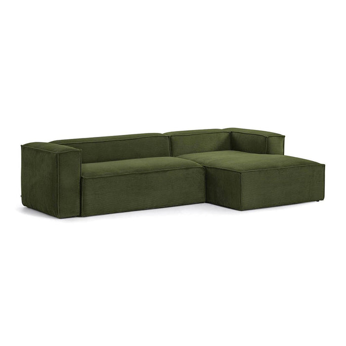 Kave Home Blok Chaise Longue Rechts - Donkergroen - Rib