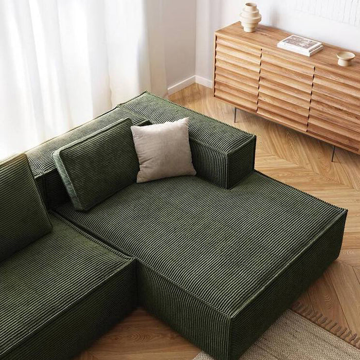 Kave Home Blok Chaise Longue Rechts - Donkergroen - Rib