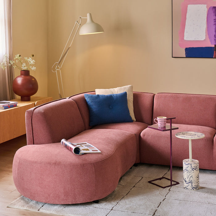by fonQ Soft Hoekbank Links - Open Eind - Micro Chenille - Oud Roze