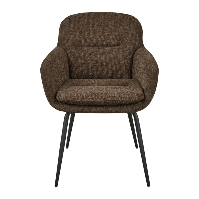 WOOOD Runa Eetkamerstoel - Chenille - Warm Bruin