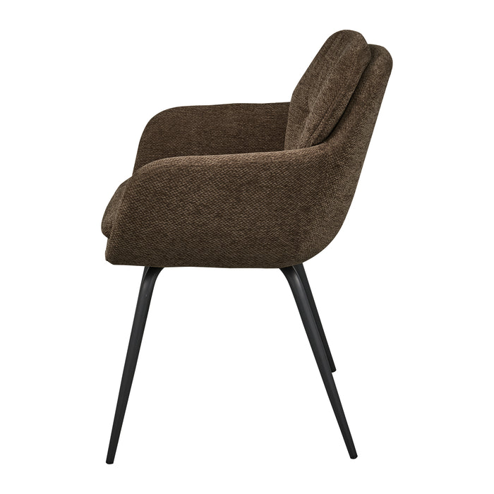 WOOOD Runa Eetkamerstoel - Chenille - Warm Bruin