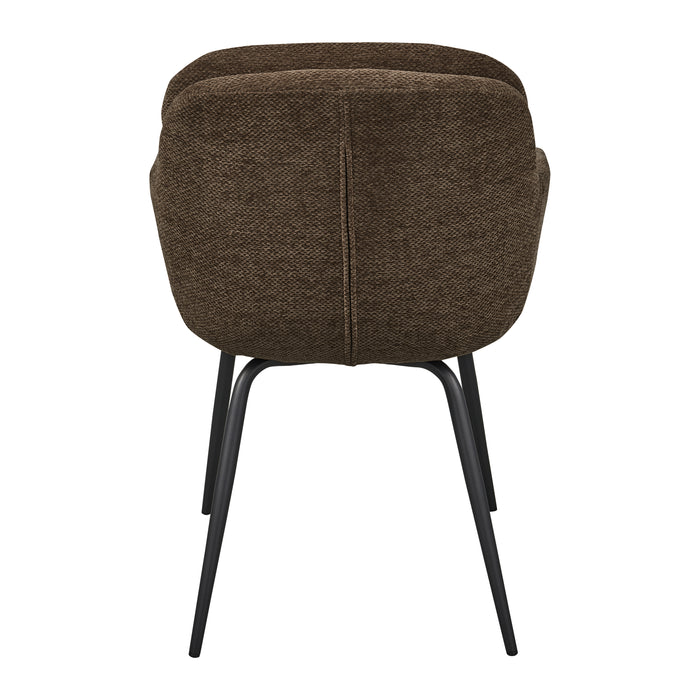 WOOOD Runa Eetkamerstoel - Chenille - Warm Bruin