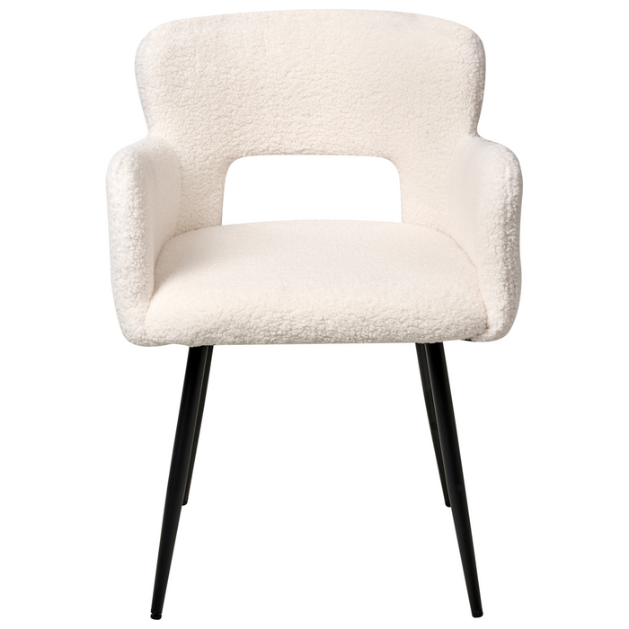 Beliani - SANILAC - Eetkamerstoel set van 2 - Wit - Bouclé