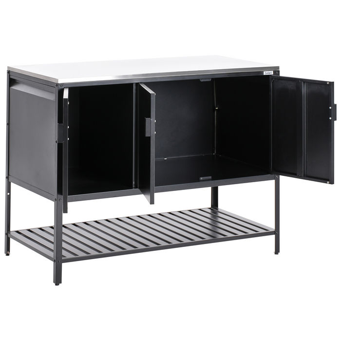 Beliani - MAENZA - Buitenkeukenkast met tafel - Zwart - Staal