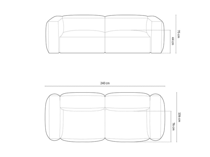 Micadoni 3-zitsbank Martina ribstof