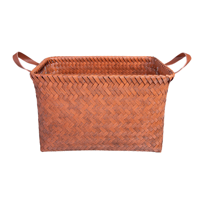 QUVIO Opbergmand gevlochten - Rechthoek - Rotan - 38x28x24 cm - Bruin