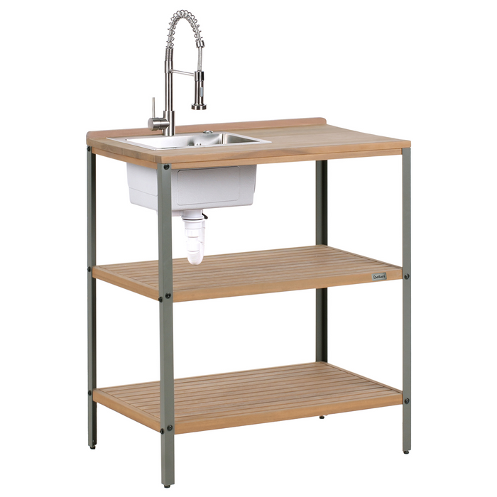 Beliani-IVREA-Buitenkeukeneiland met spoelbak 3-delig-Bruin-Acaciahout