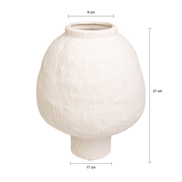 QUVIO Japandi vaas bolvormig keramiek - Gebroken wit - 21 cm