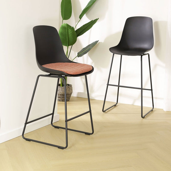 Nolon Nino-Liv Barkruk Zwart - Terracotta Kussen - Zwart Frame - 65cm