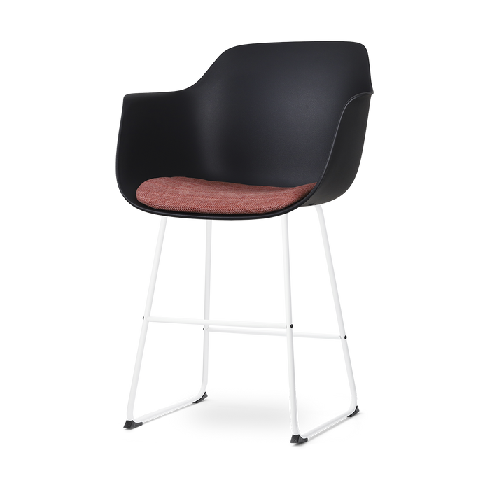 Nolon Nino-Liz Barkruk Zwart - Terracotta Kussen - Wit Frame - 65 cm