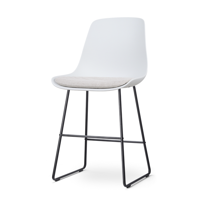 Nolon Nino-Liv Barkruk Wit - Beige Kussen - Zwart Frame - 65cm