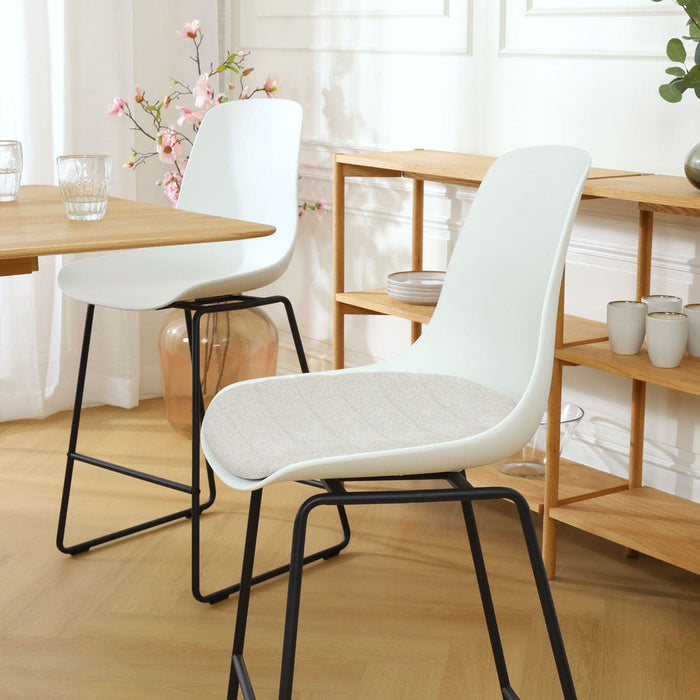 Nolon Nino-Liv Barkruk Wit - Beige Kussen - Zwart Frame - 65cm