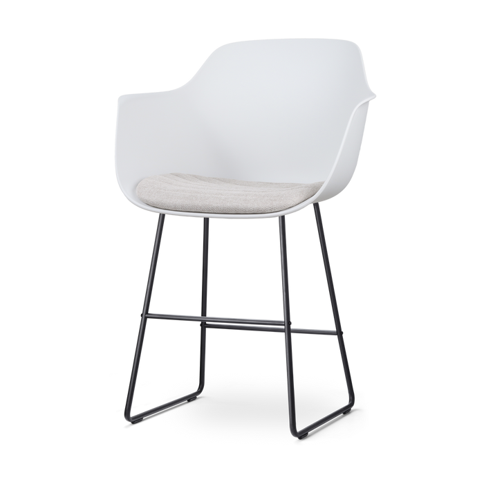 Nolon Nino-Liz Barkruk Wit - Beige Kussen - Zwart Onderstel - 65 cm