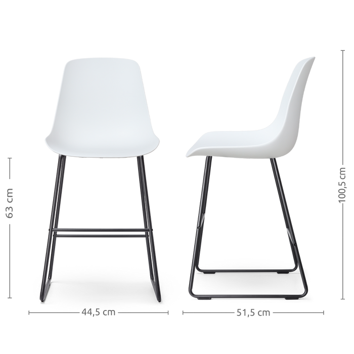 Nolon Nino-Pip Barkruk Wit - Kunststof - Zwart Onderstel - 65 cm