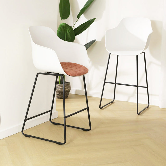 Nolon Nino-Liz Barkruk Wit - Terracotta Kussen - Zwart Frame - 75 cm