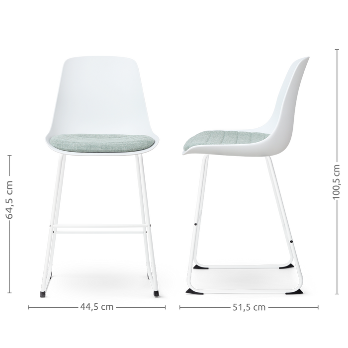 Nolon Nino-Liv Barkruk Wit - Zacht Groen Kussen - Wit Frame - 65 cm