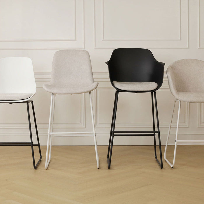 Nolon Nino-Liz Barkruk Zwart - Beige Kussen - Zwart Frame - 75 cm