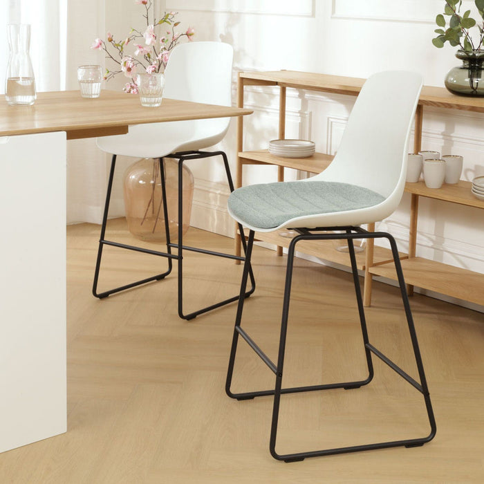 Nolon Nino-Liv Barkruk Wit - Zacht Groen Kussen - Zwart Frame - 75 cm