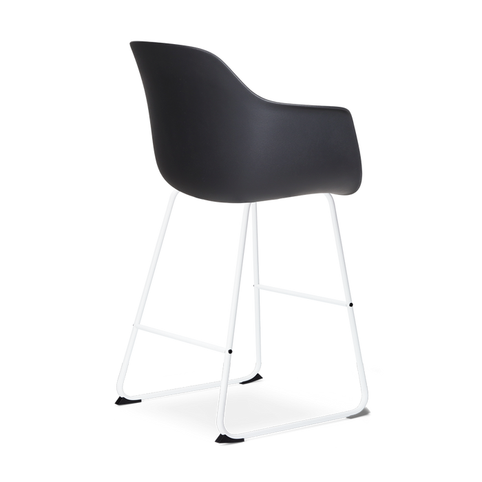 Nolon Nino-Liz Barkruk Zwart - Okergeel Kussen - Wit Frame - 65 cm