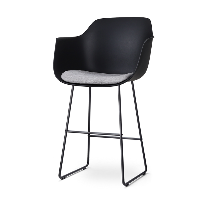 Nolon Nino-Liz Barkruk Zwart - Lichtgrijs Kussen - Zwart Frame - 75 cm