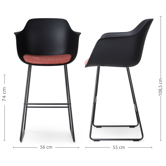 Nolon Nino-Liz Barkruk Zwart - Terracotta Kussen - Zwart Frame - 75 cm