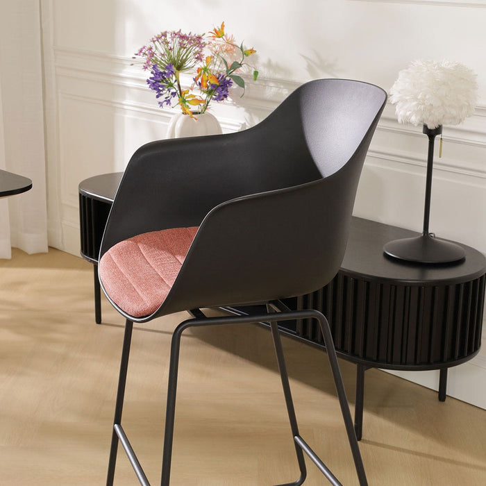 Nolon Nino-Liz Barkruk Zwart - Terracotta Kussen - Zwart Frame - 75 cm