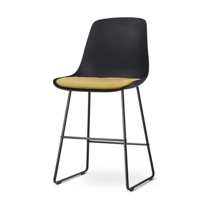 Nolon Nino-Liv Barkruk Zwart - Okergeel Kussen - Zwart Frame - 65cm