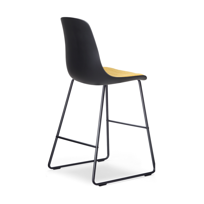 Nolon Nino-Liv Barkruk Zwart - Okergeel Kussen - Zwart Frame - 65cm