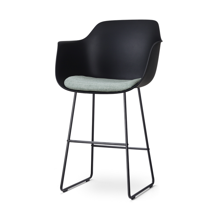 Nolon Nino-Liz Barkruk Zwart - Zachtgroen Kussen - Zwart Frame - 75 cm