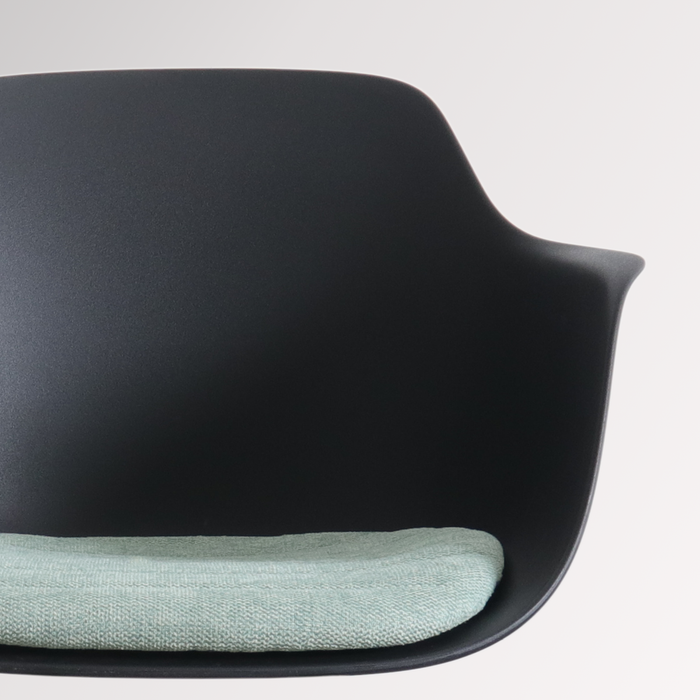 Nolon Nino-Liz Barkruk Zwart - Zachtgroen Kussen - Zwart Frame - 75 cm