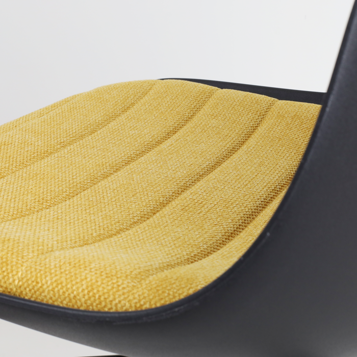 Nolon Nino-Liv Barkruk Zwart - Okergeel Kussen - Wit Frame - 65cm